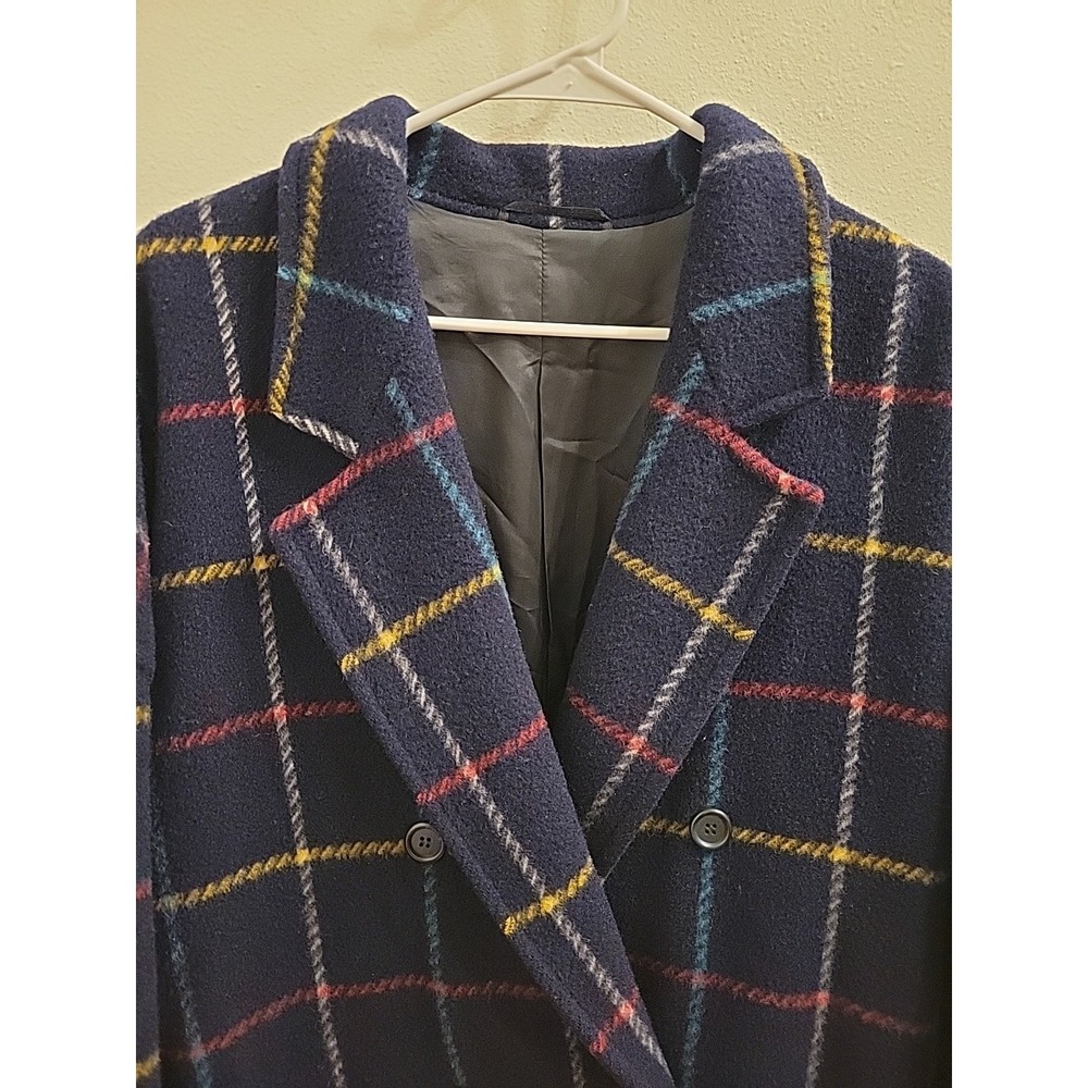 Marella Made in Italy US Size 10 Vintage Wool Lazy Plaid Jacket Oversized Casual - Picture 3 of 9